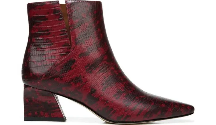 Booties Women Franco Sarto Franco Sandria Block Heel Bootie Wine Snake Print Leather