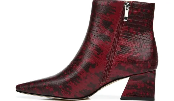 Booties Women Franco Sarto Franco Sandria Block Heel Bootie Wine Snake Print Leather