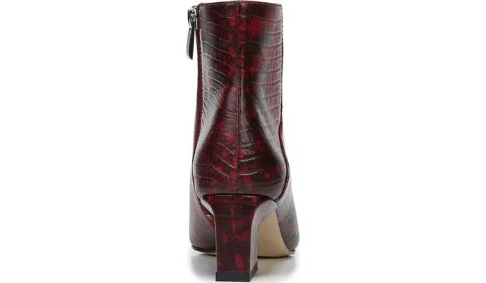 Booties Women Franco Sarto Franco Sandria Block Heel Bootie Wine Snake Print Leather