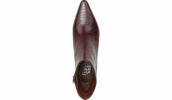 Booties Women Franco Sarto Franco Sandria Block Heel Bootie Wine Snake Print Leather