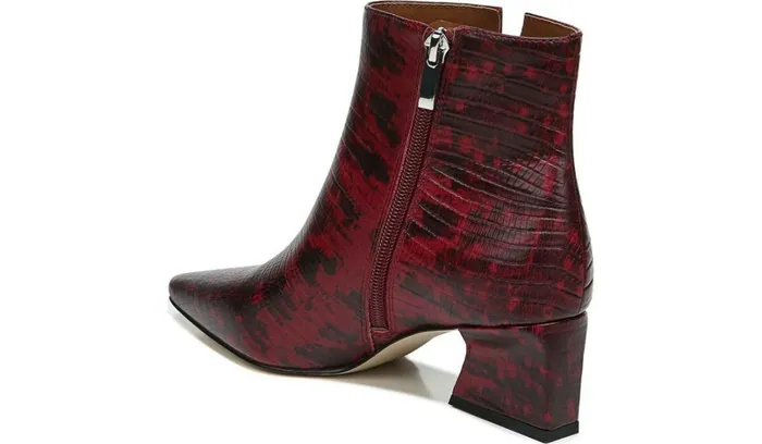 Booties Women Franco Sarto Franco Sandria Block Heel Bootie Wine Snake Print Leather