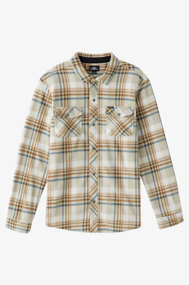 BOY039S GLACIER PLAID HIGH PILE SUPERFLEECE SHIRT Lgt Khaki2 Kids O039NEILL Boy039S Clothing