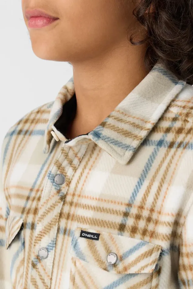BOY039S GLACIER PLAID HIGH PILE SUPERFLEECE SHIRT Lgt Khaki2 Kids O039NEILL Boy039S Clothing