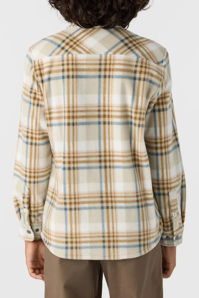 BOY039S GLACIER PLAID HIGH PILE SUPERFLEECE SHIRT Lgt Khaki2 Kids O039NEILL Boy039S Clothing