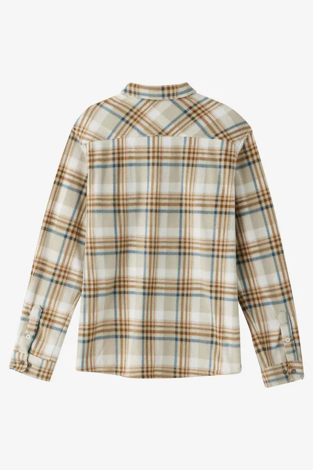 BOY039S GLACIER PLAID HIGH PILE SUPERFLEECE SHIRT Lgt Khaki2 Kids O039NEILL Boy039S Clothing