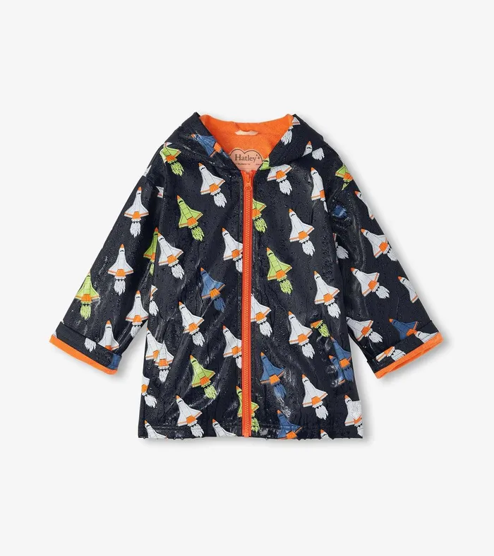 Boys Space Shuttles Colour Changing ZipUp Rain Jacket Hatley