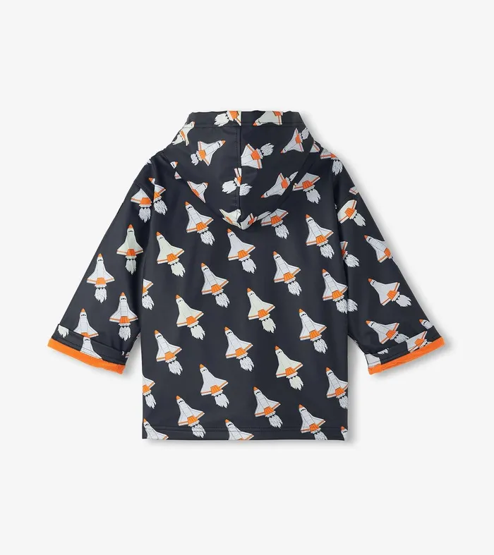 Boys Space Shuttles Colour Changing ZipUp Rain Jacket Hatley