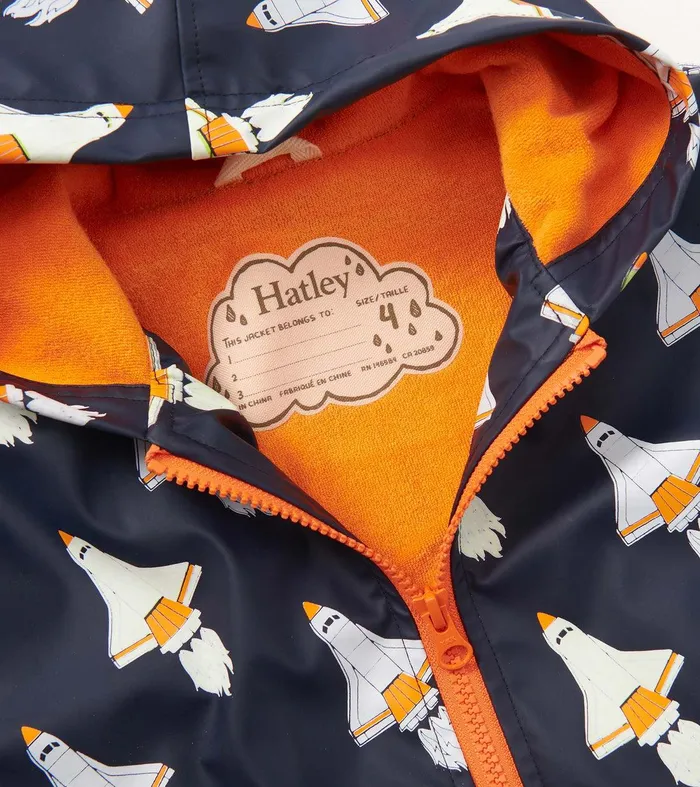 Boys Space Shuttles Colour Changing ZipUp Rain Jacket Hatley