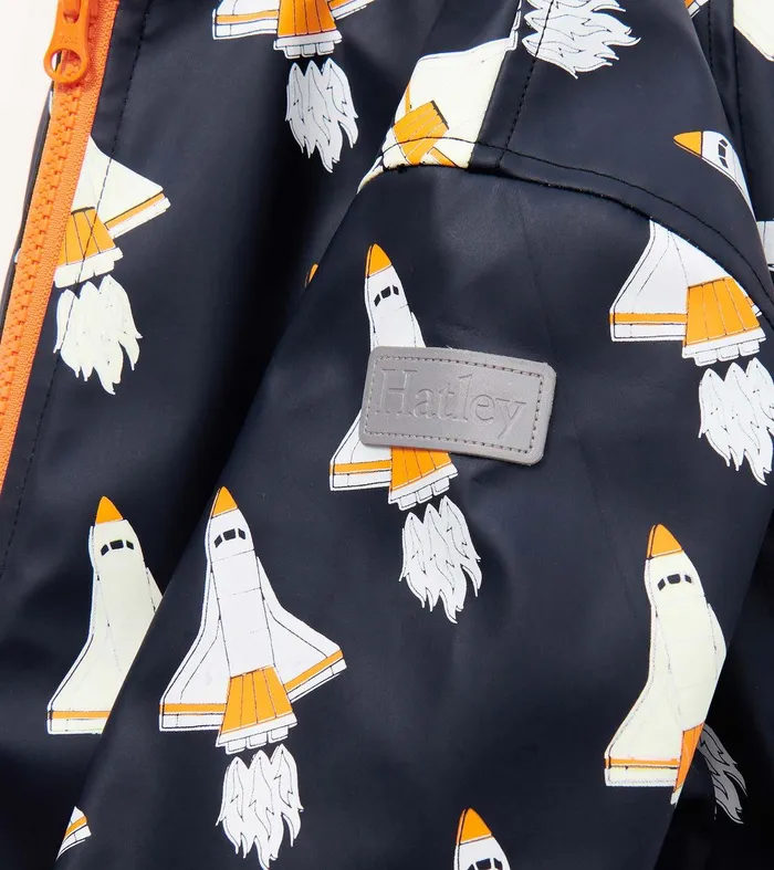 Boys Space Shuttles Colour Changing ZipUp Rain Jacket Hatley
