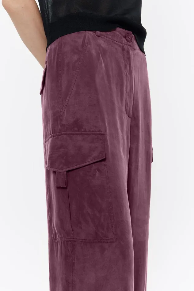 Burgundy Fluid Cargo Trousers Burgundy Women Bimba Y Lola Trousers Burgundy Fluid Cargo Trousers Burgundy Women Bimba Y Lola Trousers