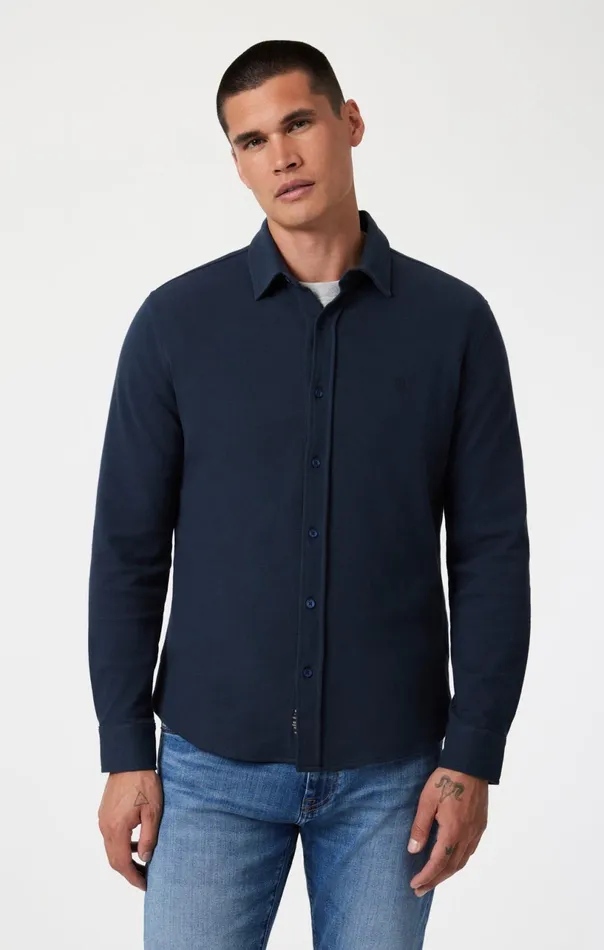 ButtonUp Long Sleeve Shirt In Blueberry Men Mavi Jeans Shirts