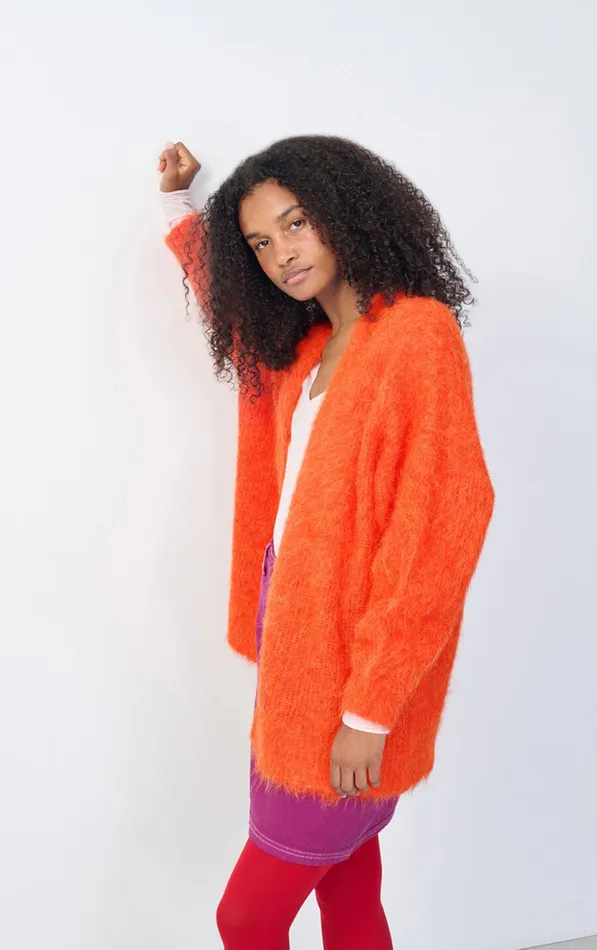 Cardigan Bymi Melange Blood Orange Women American Vintage Jumpers and Cardigans Cardigan Bymi Melange Blood Orange Women American Vintage Jumpers and Cardigans