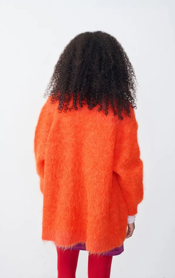 Cardigan Bymi Melange Blood Orange Women American Vintage Jumpers and Cardigans Cardigan Bymi Melange Blood Orange Women American Vintage Jumpers and Cardigans