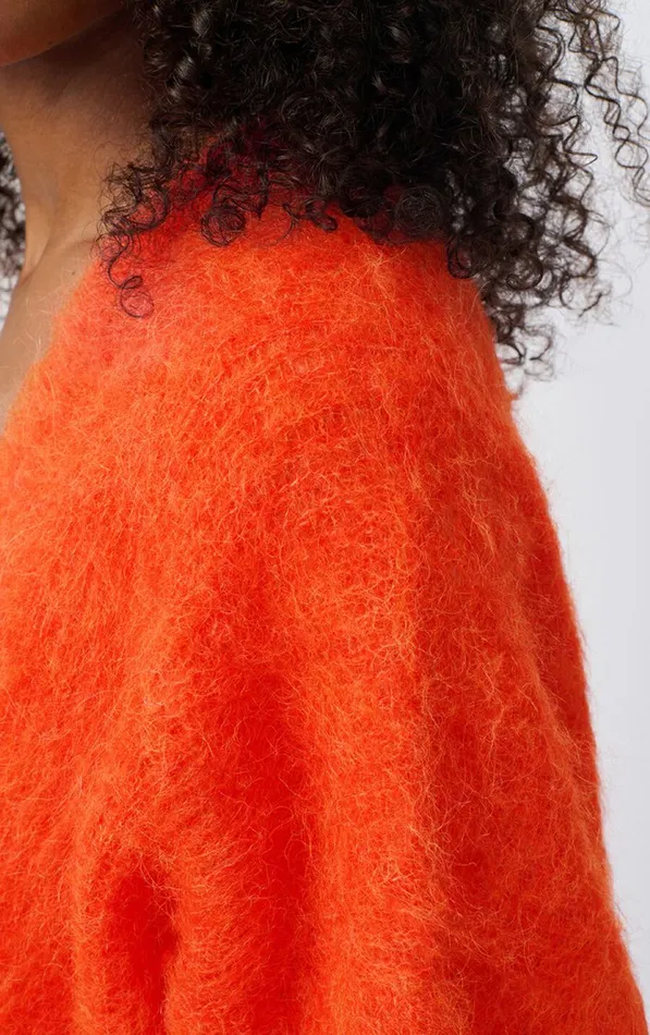Cardigan Bymi Melange Blood Orange Women American Vintage Jumpers and Cardigans Cardigan Bymi Melange Blood Orange Women American Vintage Jumpers and Cardigans