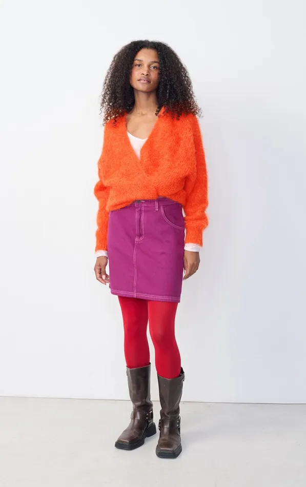 Cardigan Bymi Melange Blood Orange Women American Vintage Jumpers and Cardigans Cardigan Bymi Melange Blood Orange Women American Vintage Jumpers and Cardigans