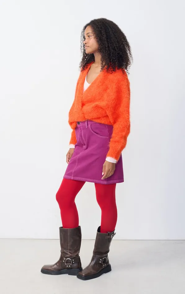 Cardigan Bymi Melange Blood Orange Women American Vintage Jumpers and Cardigans Cardigan Bymi Melange Blood Orange Women American Vintage Jumpers and Cardigans