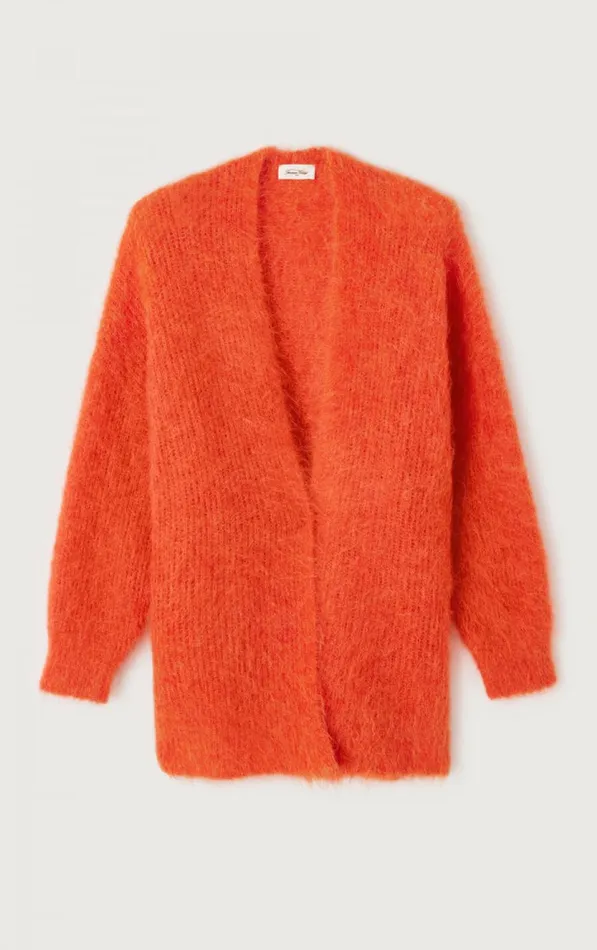 Cardigan Bymi Melange Blood Orange Women American Vintage Jumpers and Cardigans Cardigan Bymi Melange Blood Orange Women American Vintage Jumpers and Cardigans