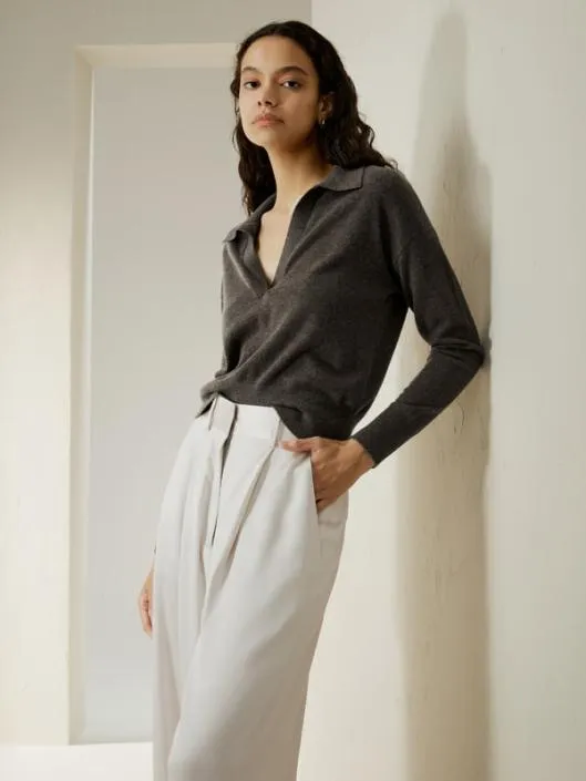Cashmere Polo Shirt Women Lilysilk Knitwear