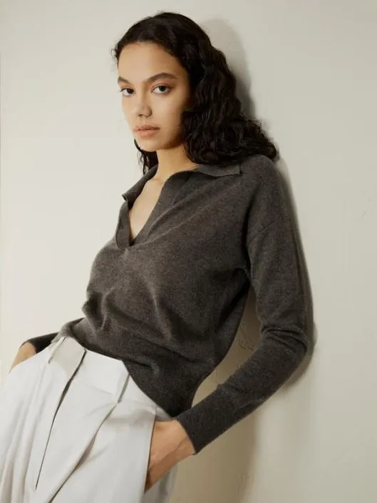 Cashmere Polo Shirt Women Lilysilk Knitwear