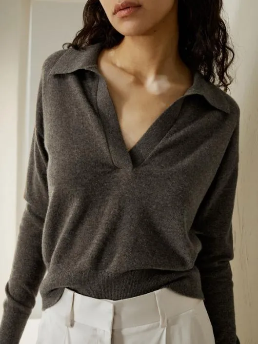 Cashmere Polo Shirt Women Lilysilk Knitwear