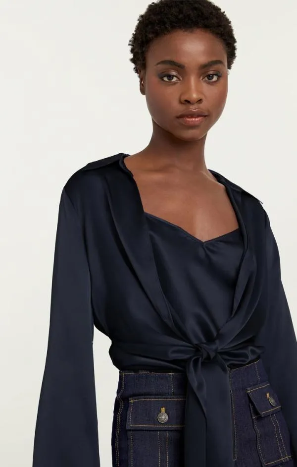 Cinq Sept Ally Top Navy Women Long Sleeve Tops