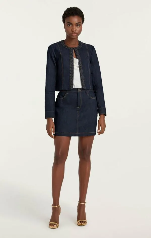 Cinq Sept Braided Ayala Jacket Indigo Women Denim