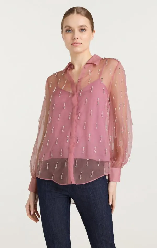 Cinq Sept Crystal Teardrop Kandice Top Faded Violet Women Long Sleeve Tops