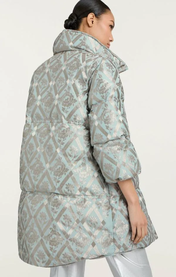 Cinq Sept Diamond Floral Hallie Puffer Celestial Blue Women Outerwear