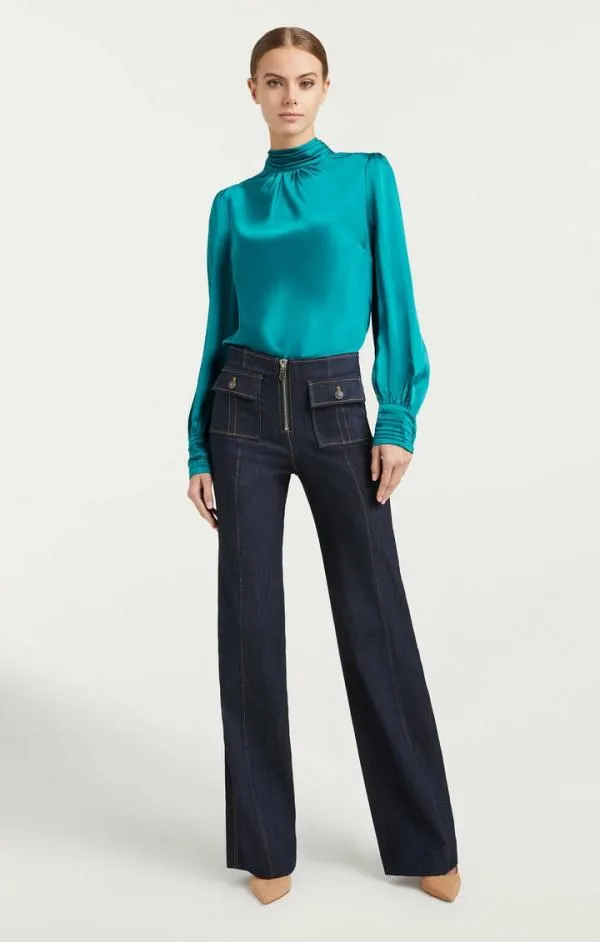 Cinq Sept Jem Top Blue Jade Women Long Sleeve Tops