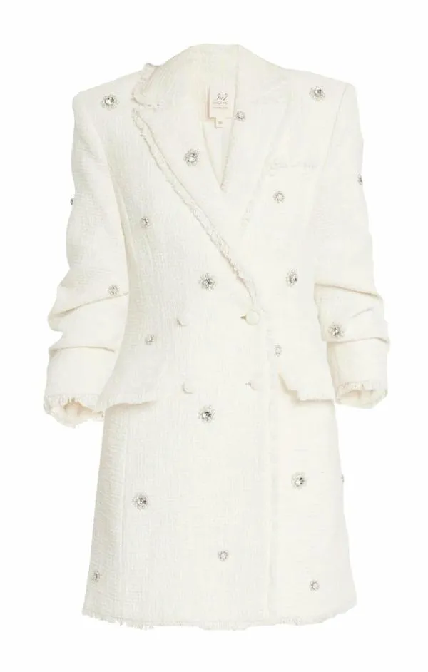 Cinq Sept Pearl Embellished Double Breasted Joel Dress Gardenia Women Mini