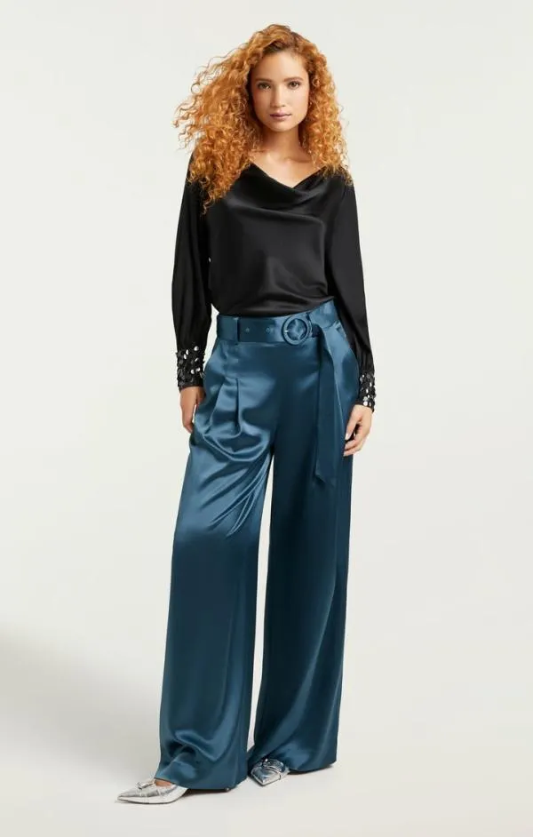 Cinq Sept Sequin Cuff Taylee Top Black Women Long Sleeve Tops