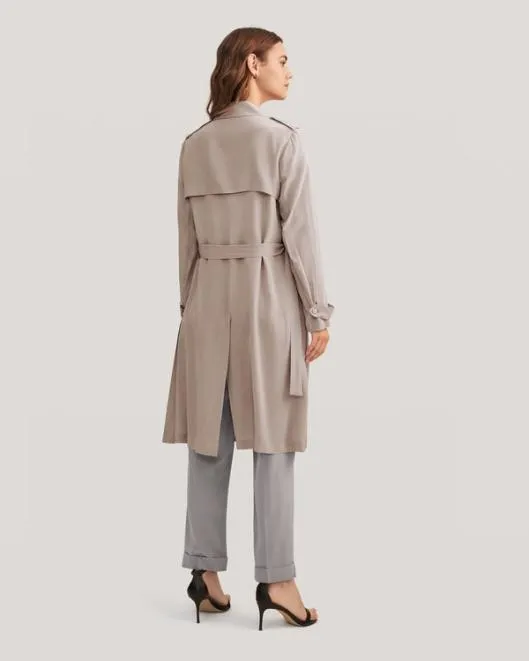 Classic Woman Double Breasted Silk Trench Coat Women Lilysilk Outerwear