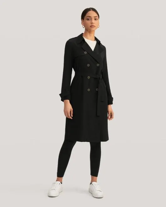 Classic Woman Double Breasted Silk Trench Coat Women Lilysilk Outerwear