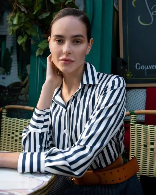Classic Womenx27s Amalfi Blue White Stripe Silk Shirt Women Blouses Lilysilk Shirts