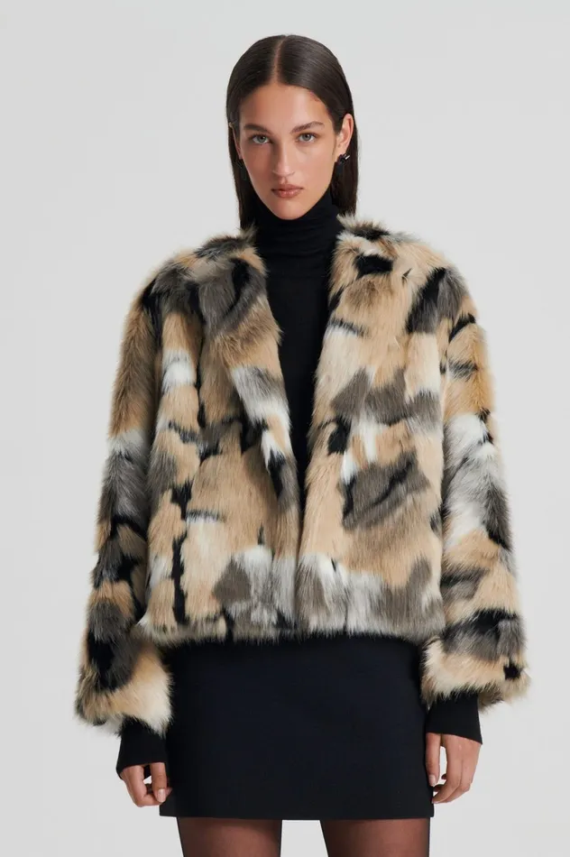 Coats Women Scanlan Theodore FAUX FUR JACKET Multi Coats Women Scanlan Theodore FAUX FUR JACKET Multi