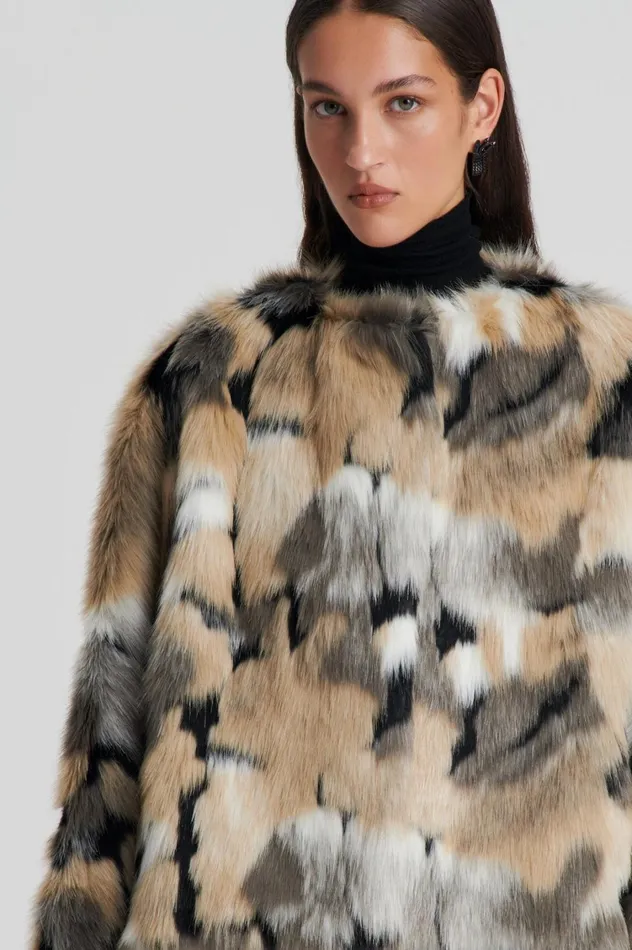 Coats Women Scanlan Theodore FAUX FUR JACKET Multi Coats Women Scanlan Theodore FAUX FUR JACKET Multi