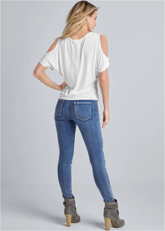Coldshoulder Vneck Top White Women VENUS Tops