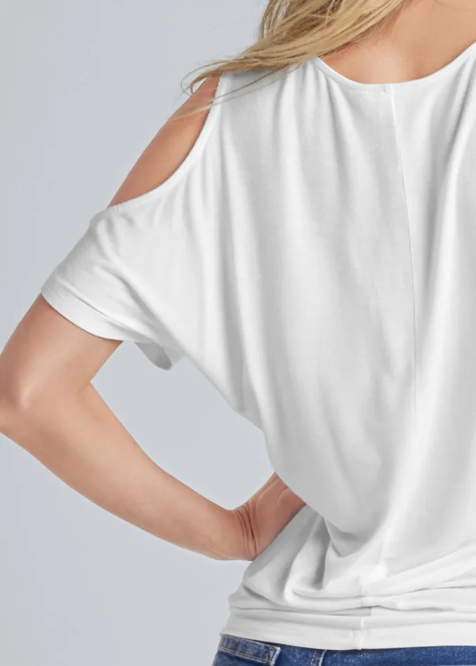 Coldshoulder Vneck Top White Women VENUS Tops