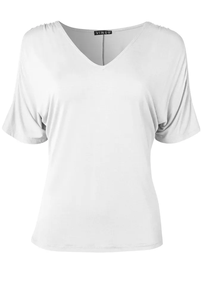 Coldshoulder Vneck Top White Women VENUS Tops