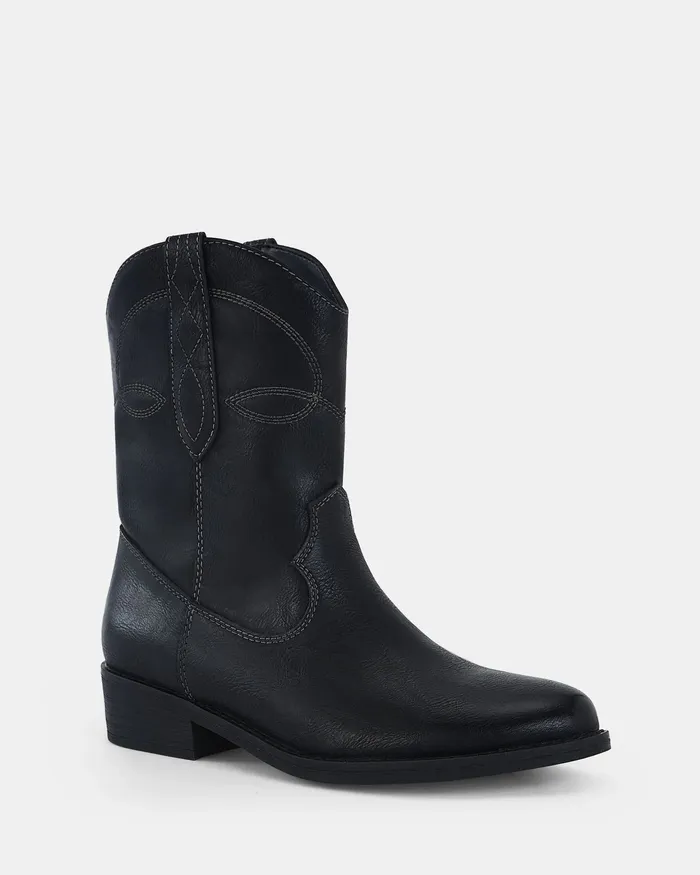 Cowboy Boots NOVO Shoes Women DAIGON BLACK Ankle Boots