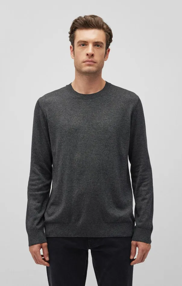 Crew Neck Sweater In Anthracite Melange Men Mavi Jeans Sweaters Crew Neck Sweater In Anthracite Melange Men Mavi Jeans Sweaters