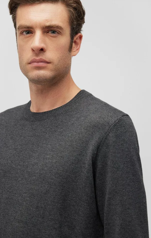 Crew Neck Sweater In Anthracite Melange Men Mavi Jeans Sweaters Crew Neck Sweater In Anthracite Melange Men Mavi Jeans Sweaters