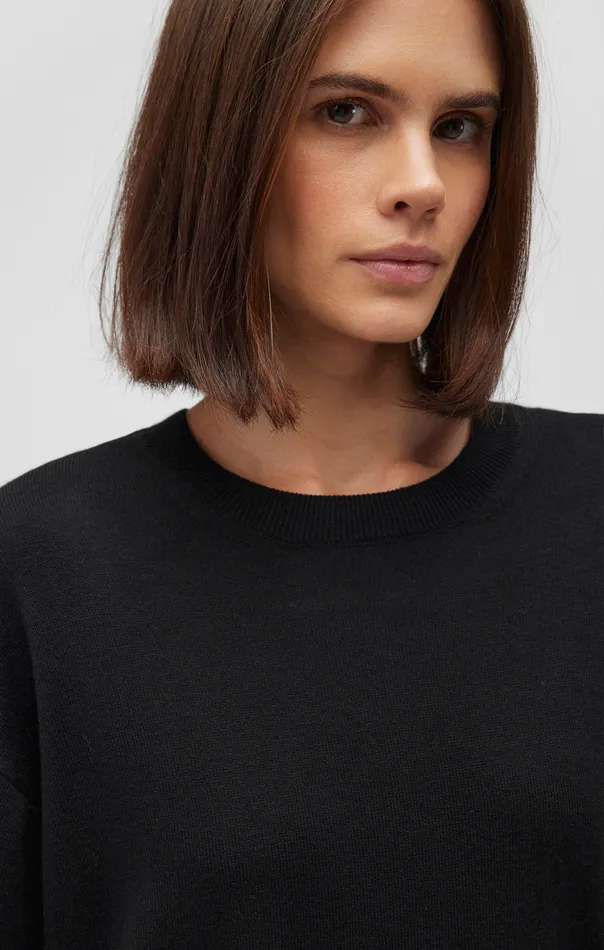 Crew Neck Sweater In Black Women Mavi Jeans Sweaters Crew Neck Sweater In Black Women Mavi Jeans Sweaters