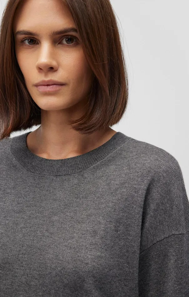 Crew Neck Sweater In Mid Grey Melange Women Mavi Jeans Sweaters Crew Neck Sweater In Mid Grey Melange Women Mavi Jeans Sweaters