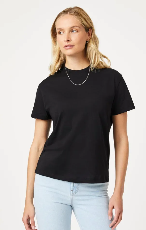 Crew Neck TShirt In Black Women Mavi Jeans Tops and TShirts