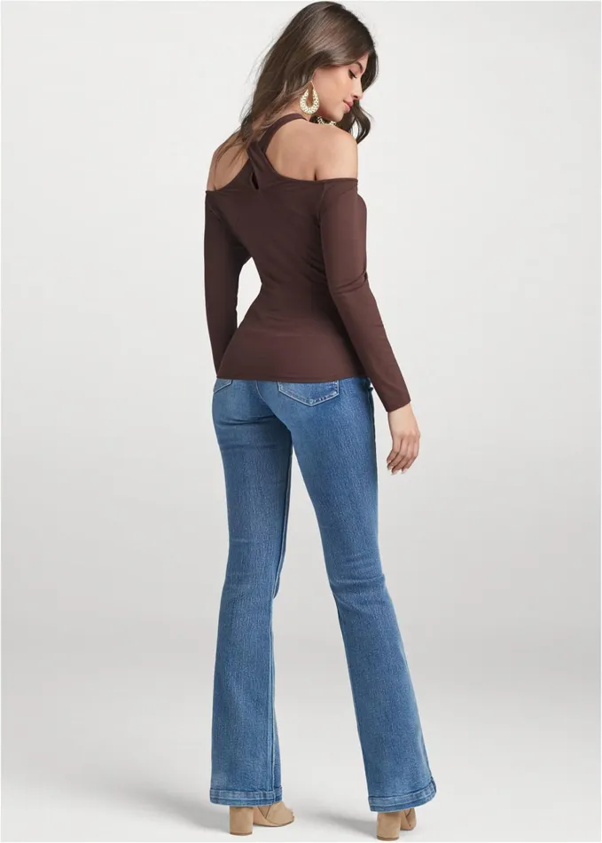 CRISSCROSS NECK TOP Dark Brown Women VENUS Night Out Tops