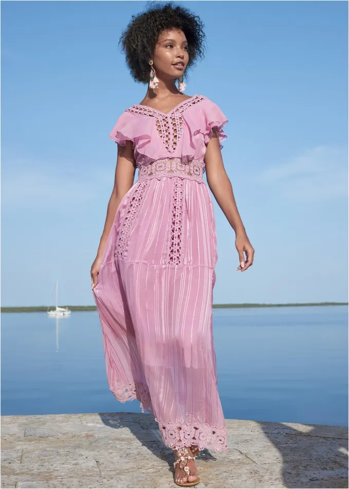CROCHET DETAIL MAXI DRESS Lavender Women VENUS Maxi Dresses