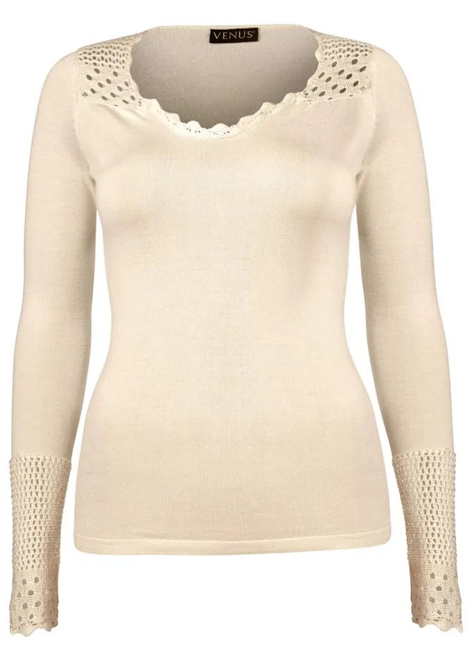 CROCHET DETAILED SWEATER Beige Women VENUS Pullover