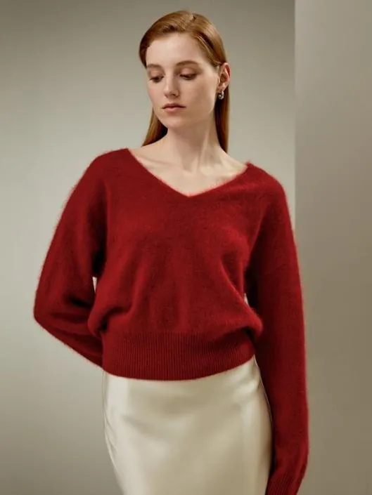 Cropped VNeck Cashmere Sweater Women Lilysilk Knitwear