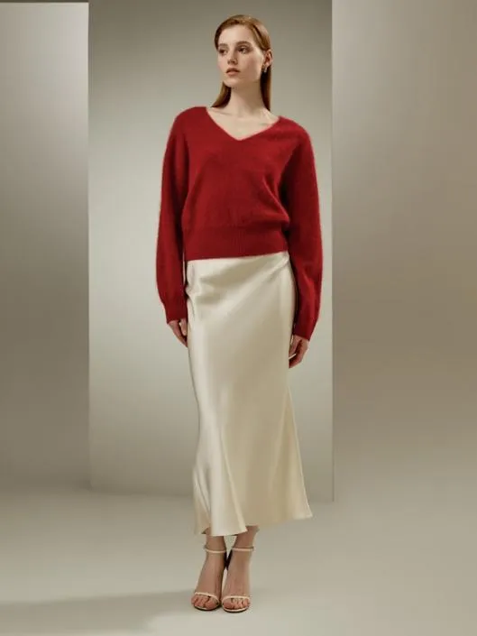 Cropped VNeck Cashmere Sweater Women Lilysilk Knitwear